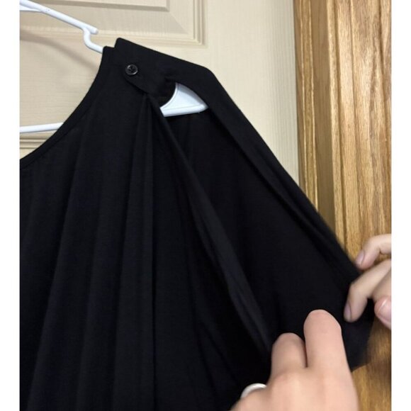 Saks Fifth Avenue Threads Women’s Small Black Shift Dress Peek A Boo Shoulders - Picture 4 of 4